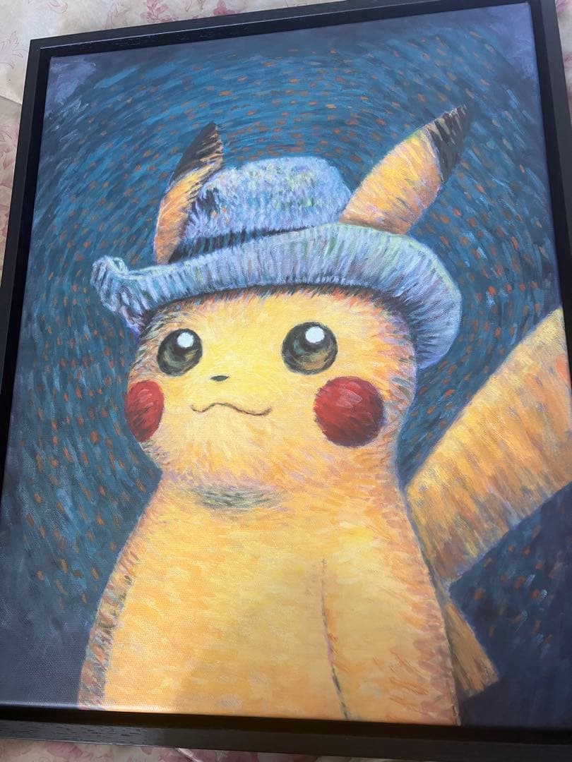ゴッホピカチュウ キャンバスアート木製フレーム付き