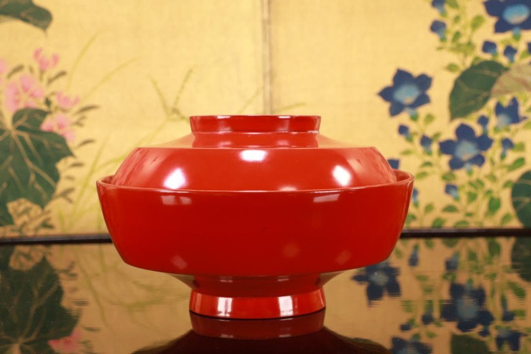 時代輪島塗　草花蒔絵　吸物椀　十客　木製　茶道具　懐石　菓子　BJ134