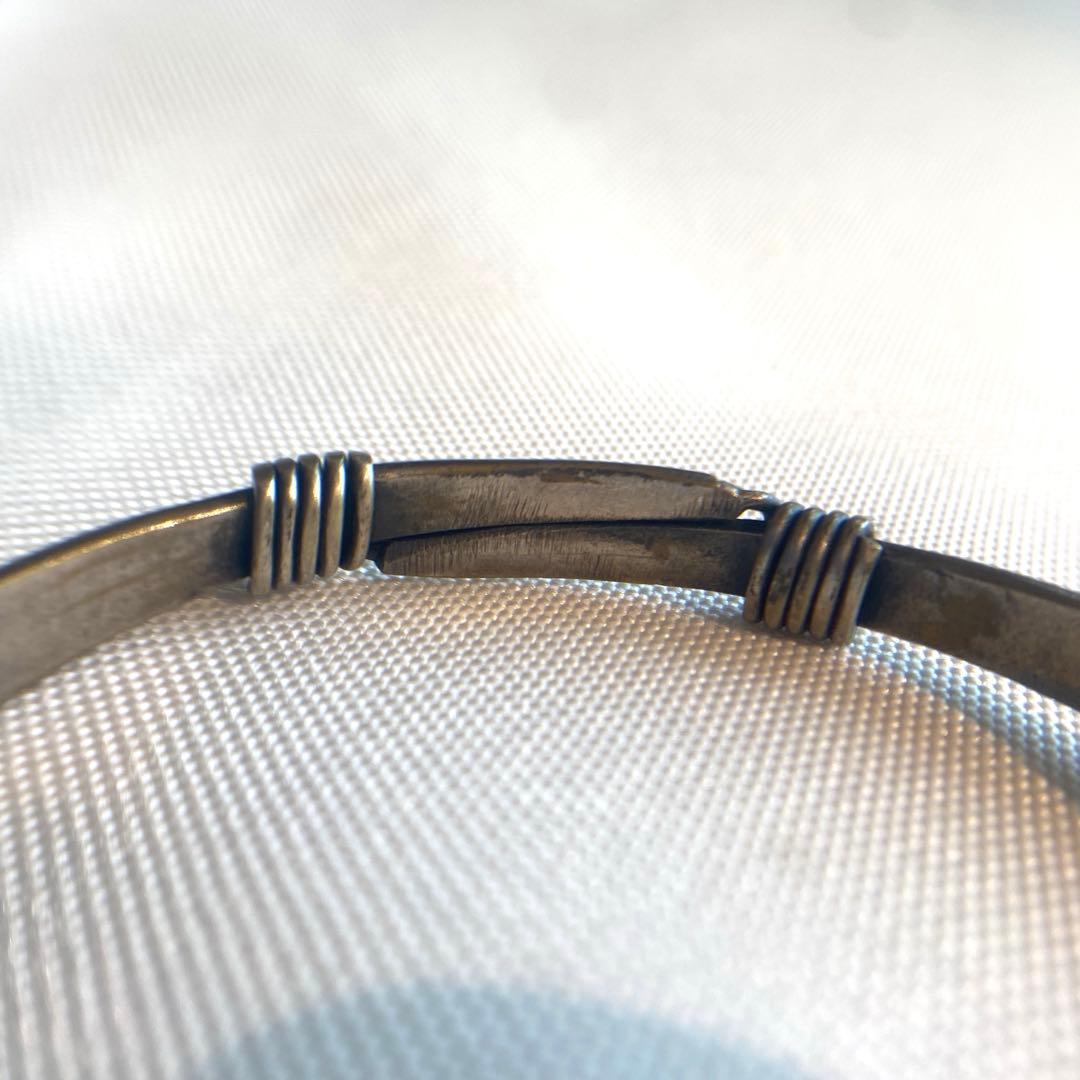 Old tribal silver 純銀 花鳥カービングバングル苗族 伝統工芸品