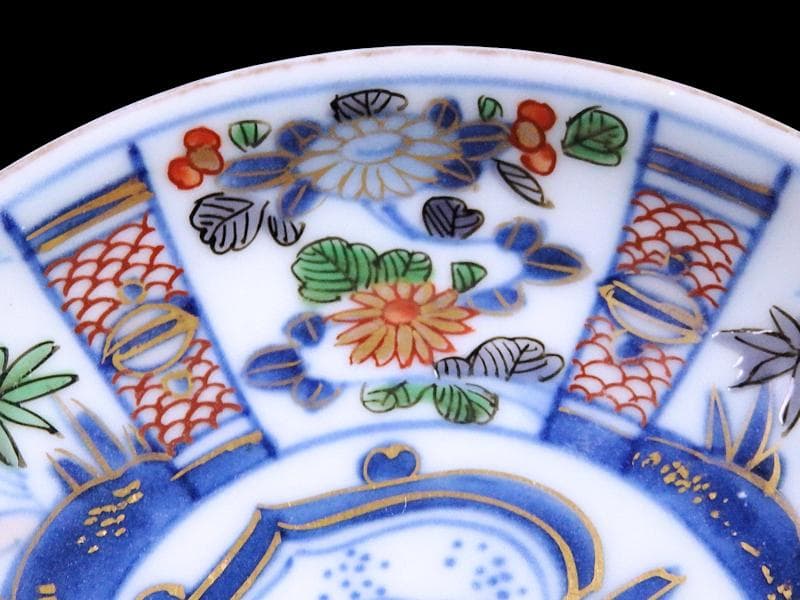 大聖寺伊万里 染錦 割絵 菊に笹の図 4寸皿 5枚 1592AS-DAc - メルカリ