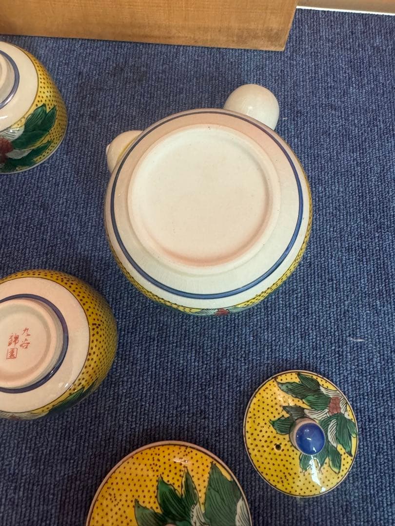 1829 九谷焼 茶器セット 急須1客 湯呑蓋付5客 未使用