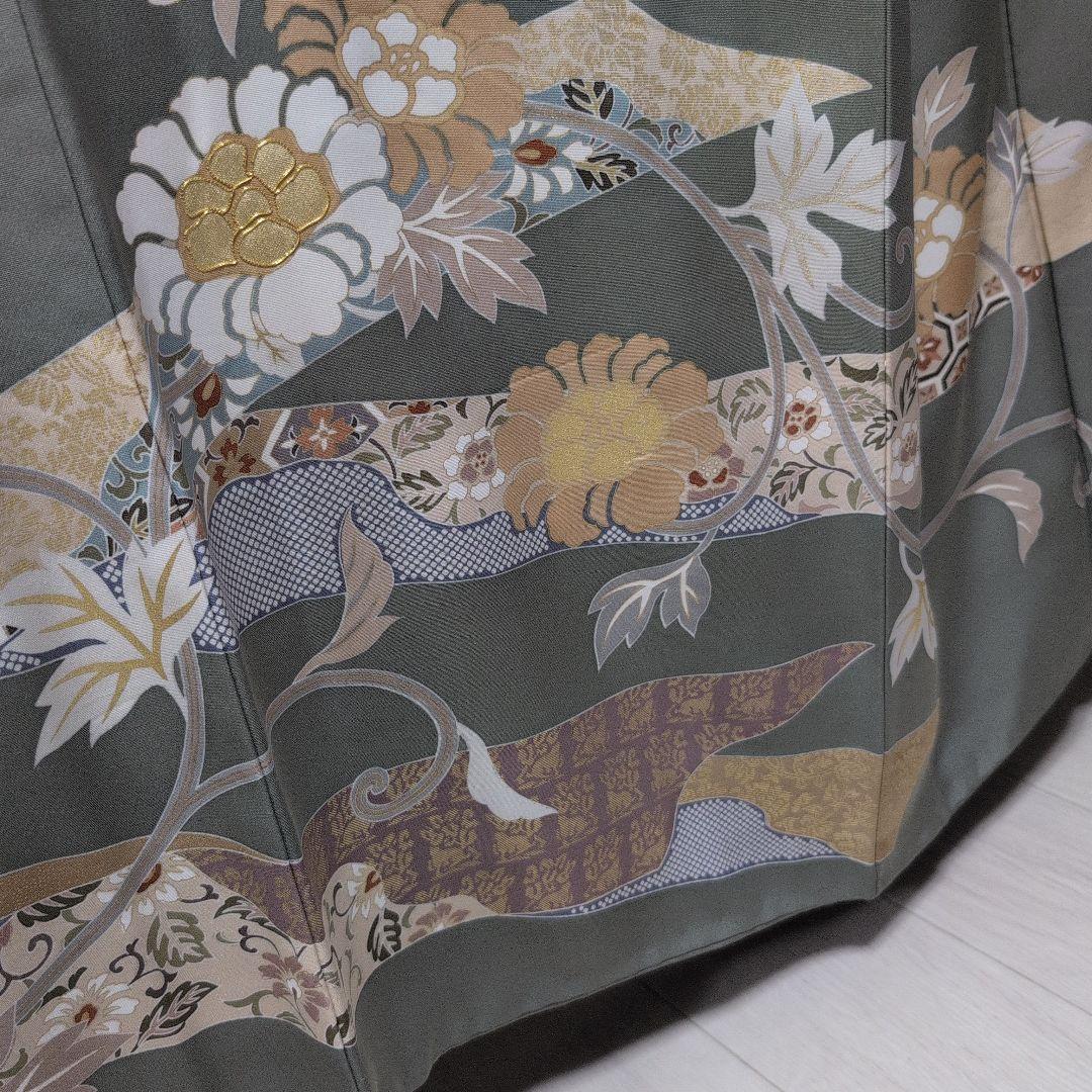 正絹色留袖 金駒金箔 落款 一つ紋