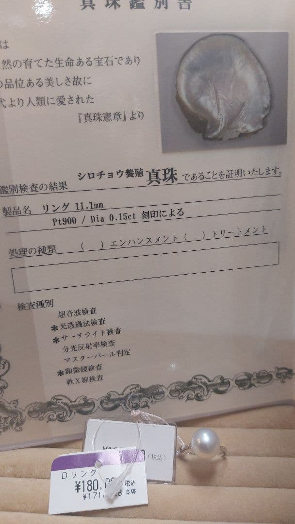 朝まで赤字の出品未販売鑑別書PT900白蝶11.1mmダイヤ0.15リング