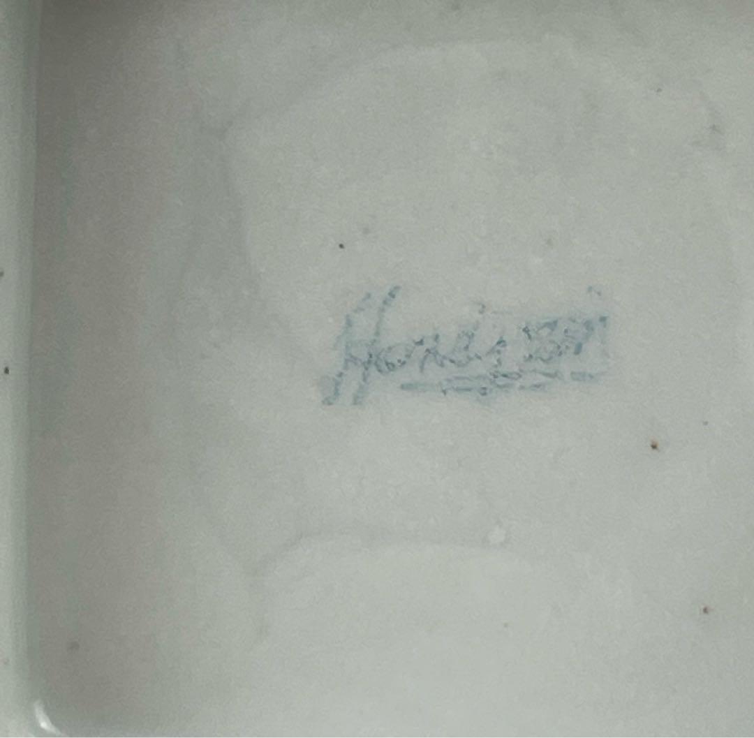 【希少】オールドニッポン ２５㎝ 瑠璃色風景紋スワン花瓶 ピッチャー 金盛り