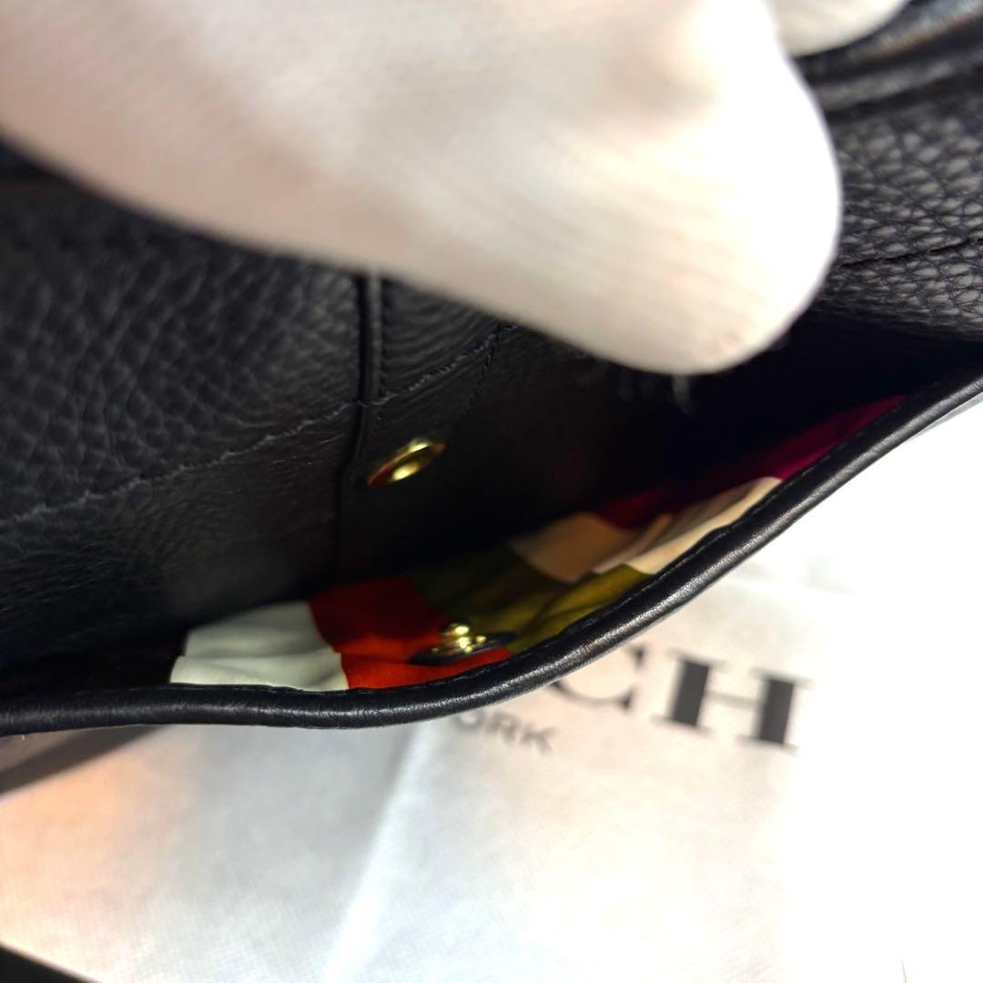 未使用級　COACH ワンショルダーバッグ シボ革 ブラック ゴールド金具