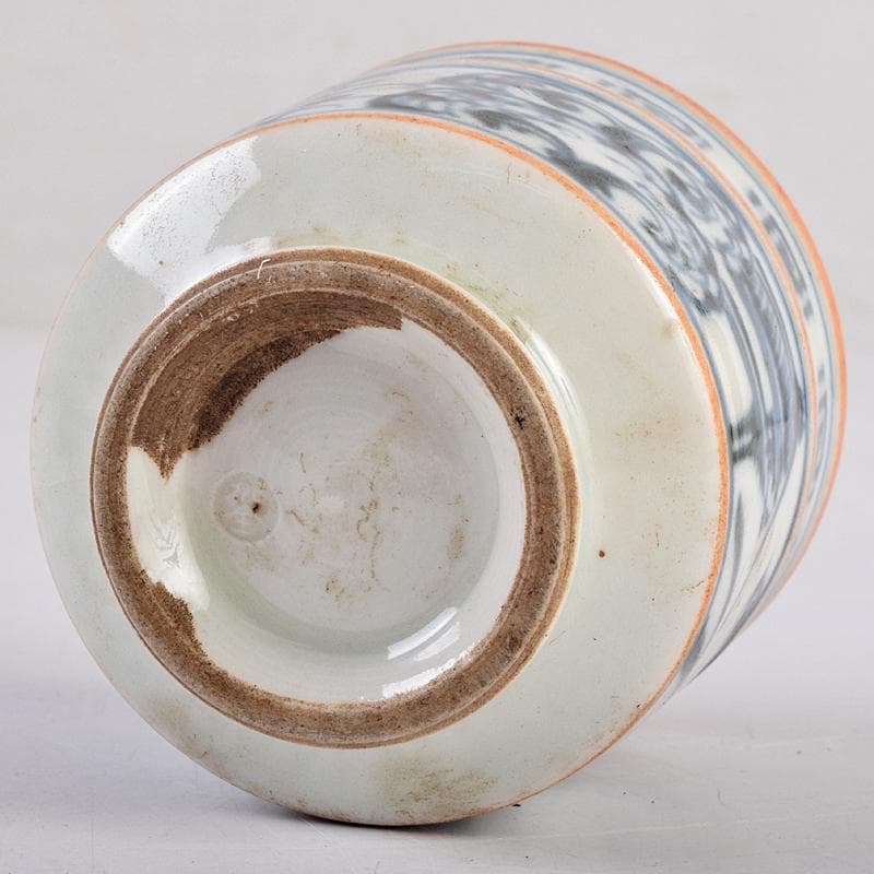 茶道具　京焼　滝口加全作　染付山水文　香炉　透かし火屋付　M　R8878