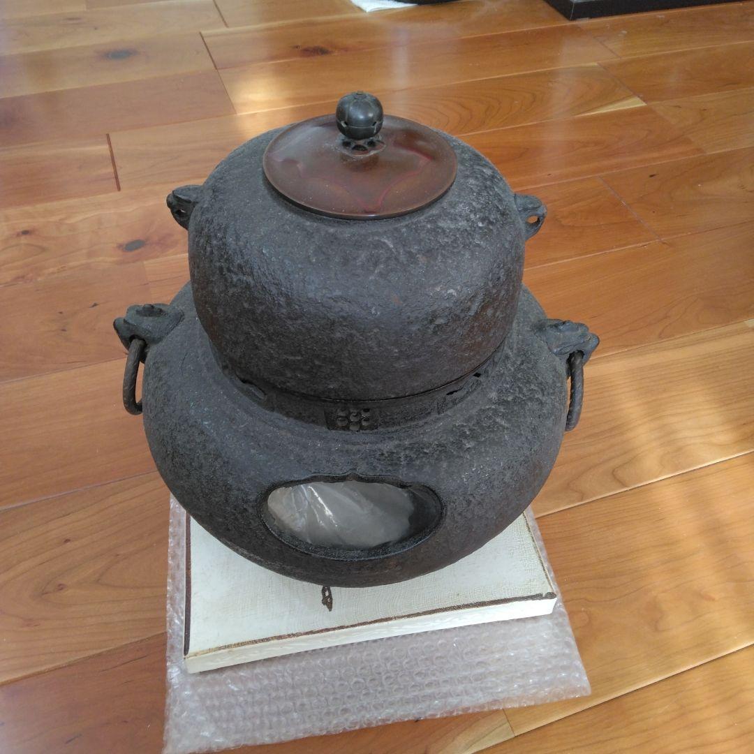 鉄製茶釜 丸型 持ち手付き 鉄製 茶釜 丸型 持ち手付き 【公式通販】