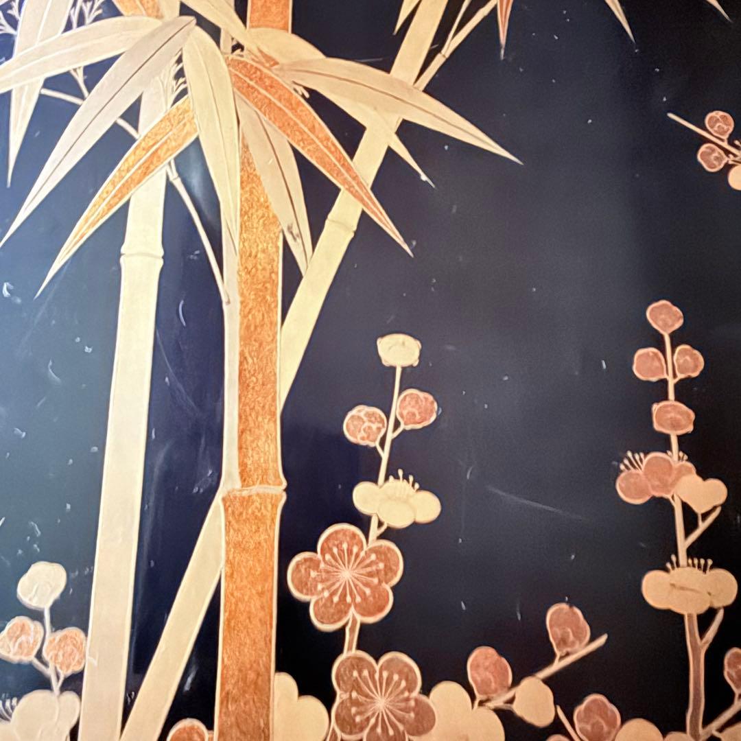 新春特別価格 ‼️JAPAN蒔絵天然木本漆 竹梅蒔絵　文箱料紙箱桐箱黄布付1客
