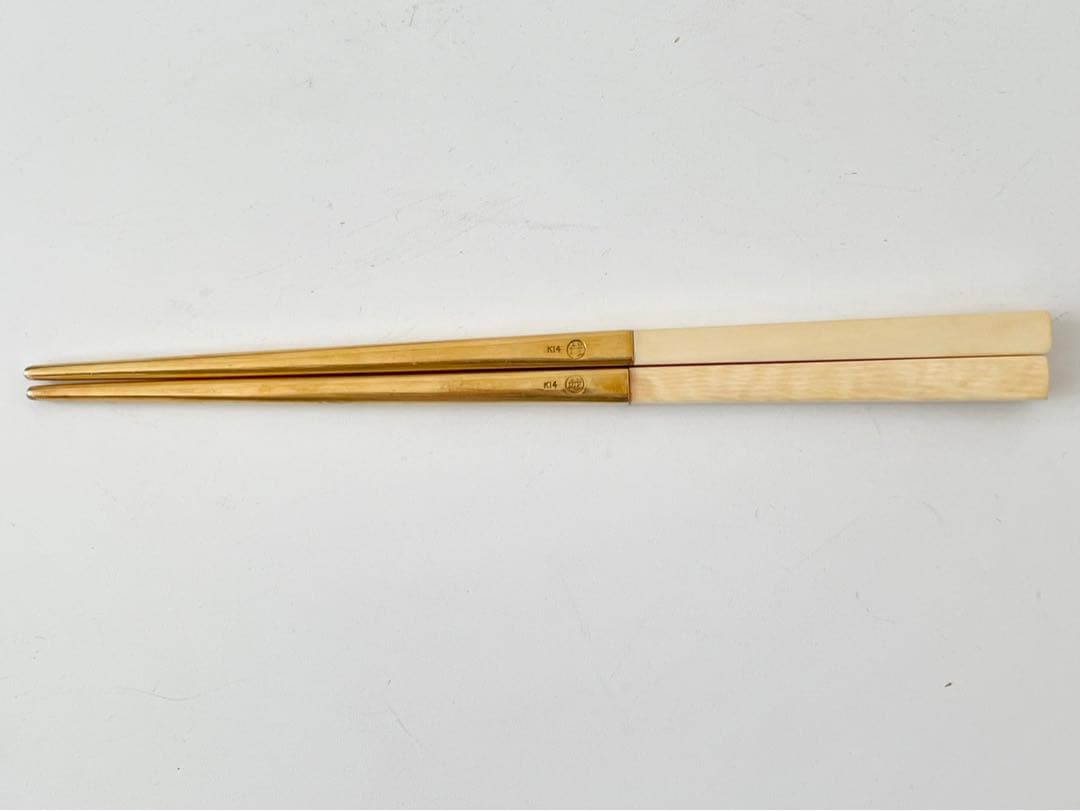 K14 金製 御箸 金属製 金の箸 三越謹製 桐箱付き 14K