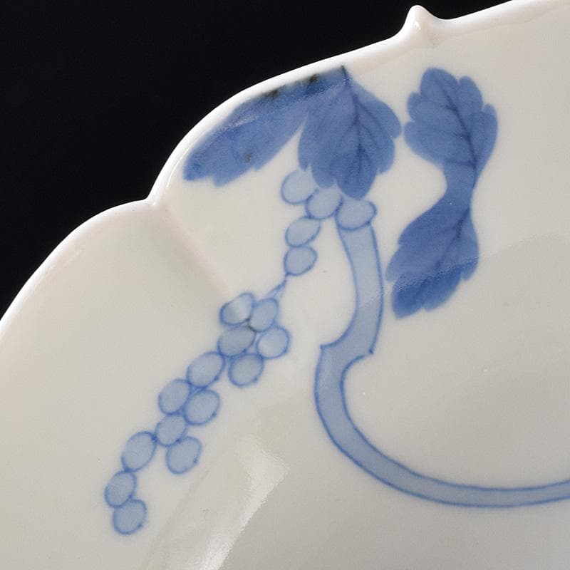 かず様専用 鍋島焼 藍鍋島 葡萄文 五寸皿 時代箱付 V