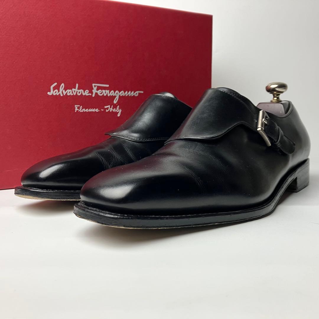【美品】フェラガモ　最高位レーベル　トラメッザ　モンクストラップ　黒　9 2E