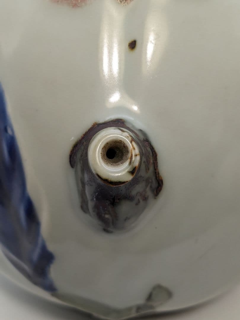 李朝 特大桃型水滴 辰砂青華彩 高麗白磁 染付 李氏朝鮮 書道具 水差 水注