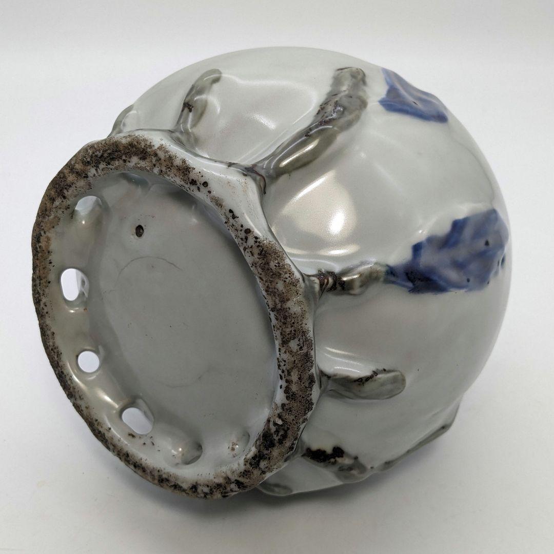 李朝 特大桃型水滴 辰砂青華彩 高麗白磁 染付 李氏朝鮮 書道具 水差 水