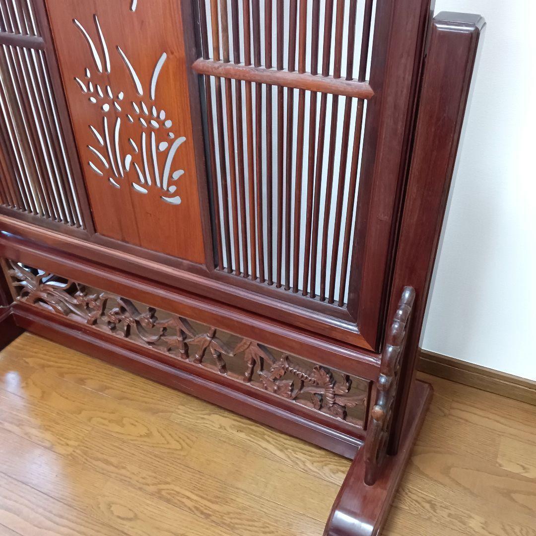 透かし彫り 唐木 衝立 ついたて インテリア アンティーク 目隠し 仕切り板