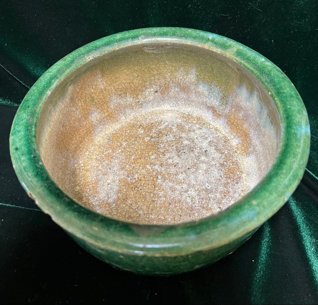 中国清朝在銘（石湾和安造）緑釉陶器 古美術 骨董品