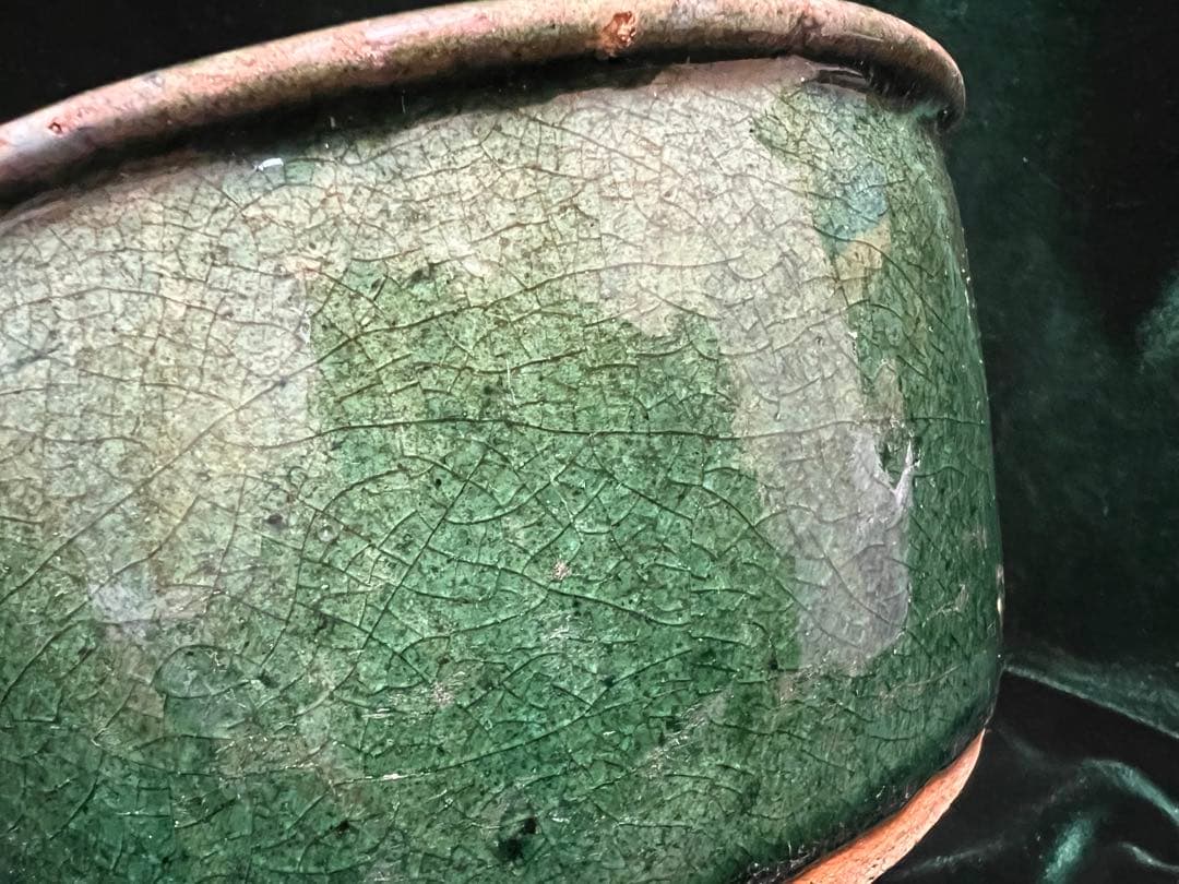 中国清朝在銘（石湾和安造）緑釉陶器 古美術 骨董品