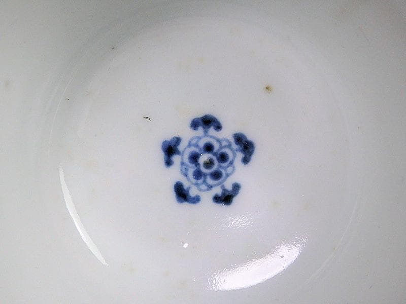 古伊万里藍九谷菊に蘭の図大振蕎麦猪口江戸中期C552AS-BKc