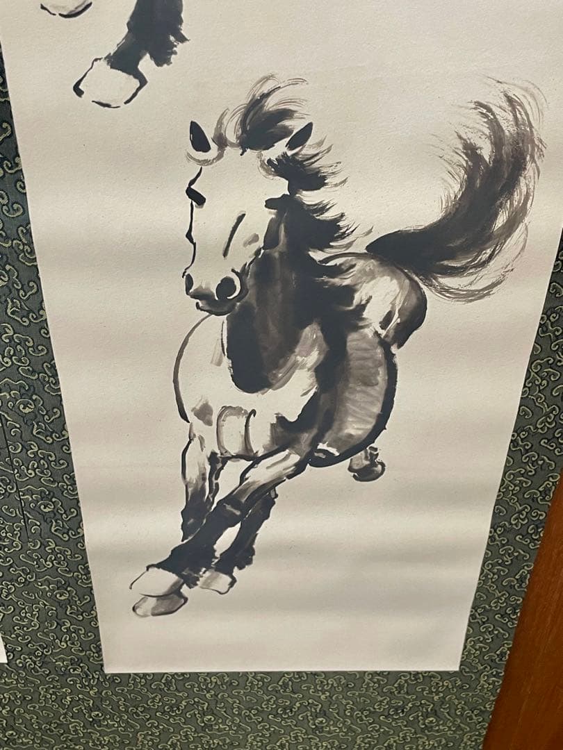 中国美術品・名家手描き駿馬彩畫4條塀掛軸・水彩畫・徐悲鴻印款・