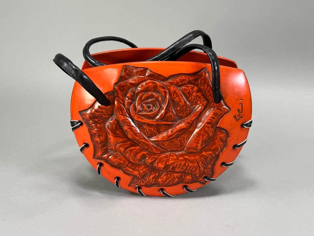 鎌倉彫　ハンドバック　彫刻家村主匡左造　羊皮　目立った傷や汚れなし　着物バック