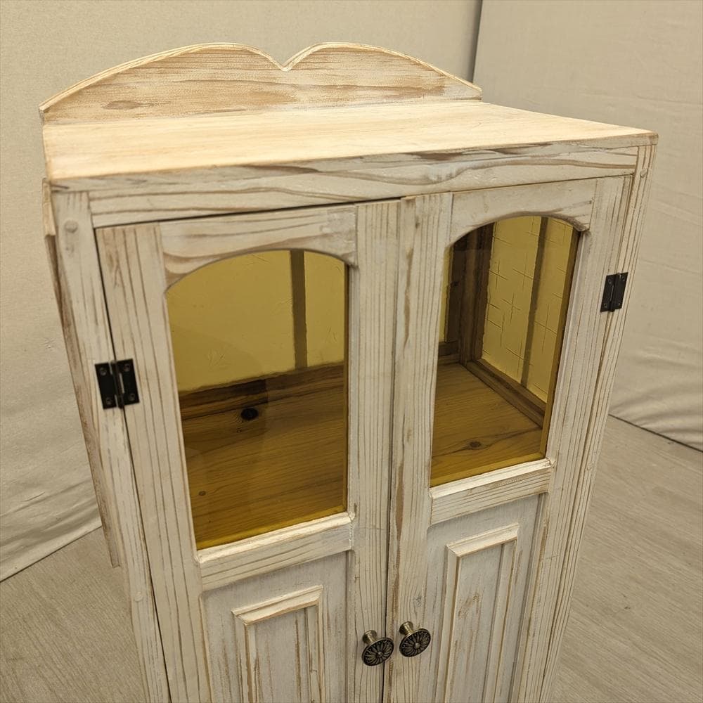 展示品 レトロガラス シャビー ハンドメイド キャビネット 飾り棚