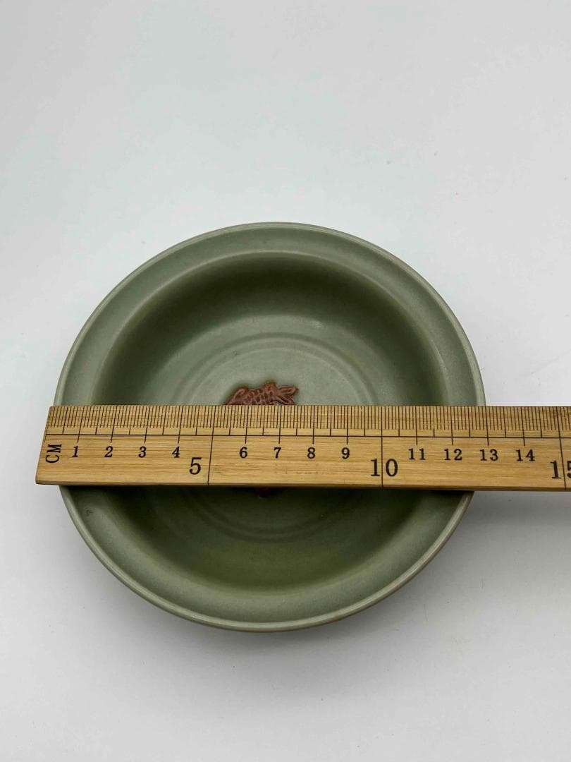 南宋時代 青磁 龍泉窯双魚盤 青磁皿 唐物 古賞物 時代物 (