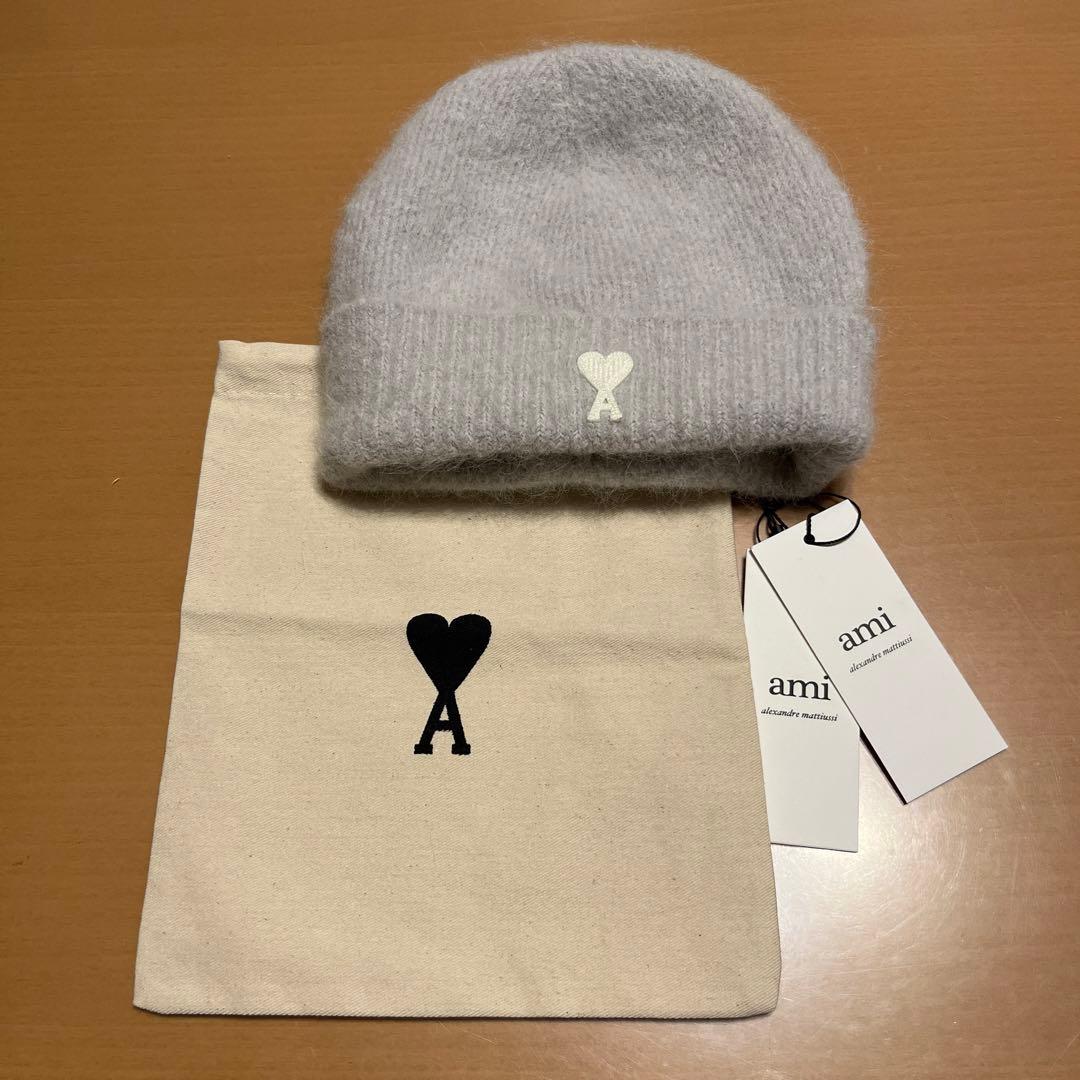 amiparis アミパリス ビーニー グレーニット帽 ami リブ編み ニット帽