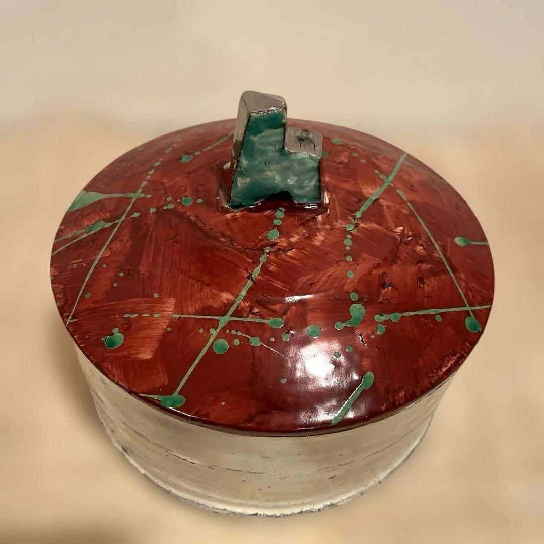 笠間焼　陶芸作家　馬場浩二作　粉引　 蓋物　未使用