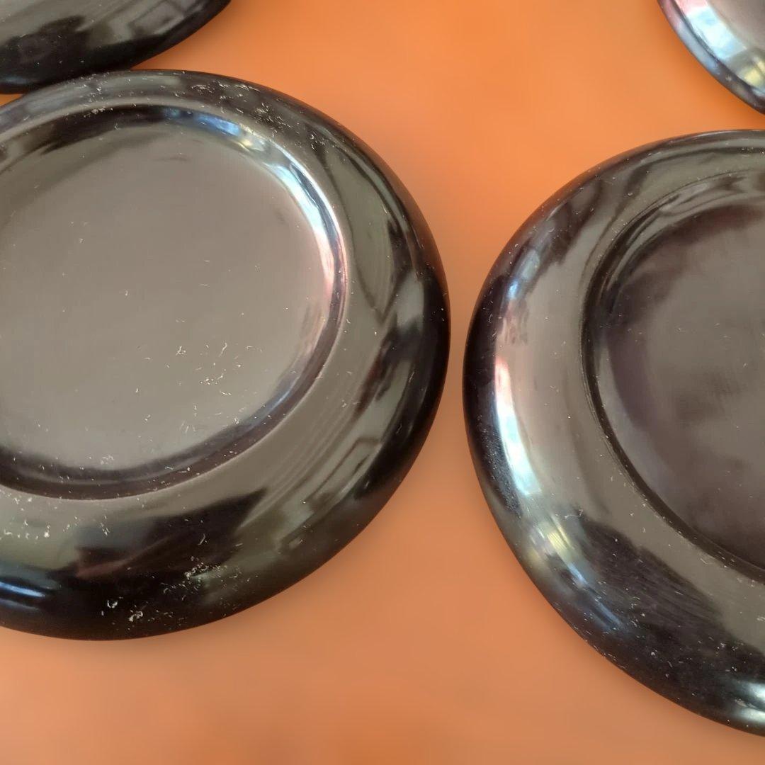 骨董　木皿　蒔絵　図変わり　草花　漆器　金彩　盆　丸盆　5枚