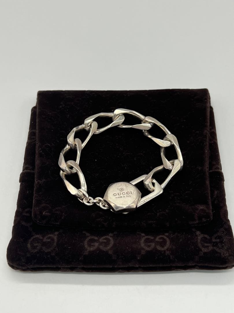 ヴィンテージ希少グッチGUCCIフィガロチェーンブレスレットSV925