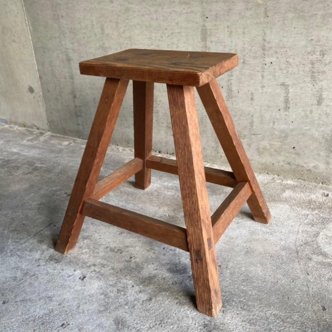 古いスツール チェア 椅子 踏み台 ステップ台 作業椅子 花台 木製 レトロ
