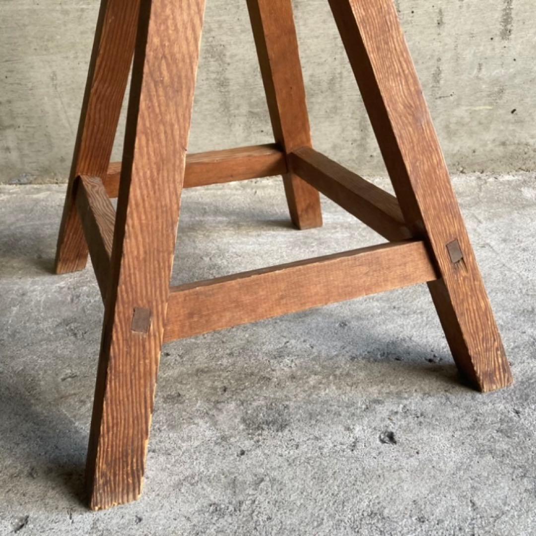 古いスツール チェア 椅子 踏み台 ステップ台 作業椅子 花台 木製 レトロ