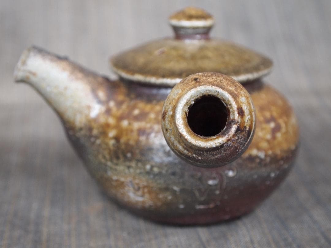 人気作家☆竹内靖之【師：山本陶秀】☆伊部手【黒】窯変急須