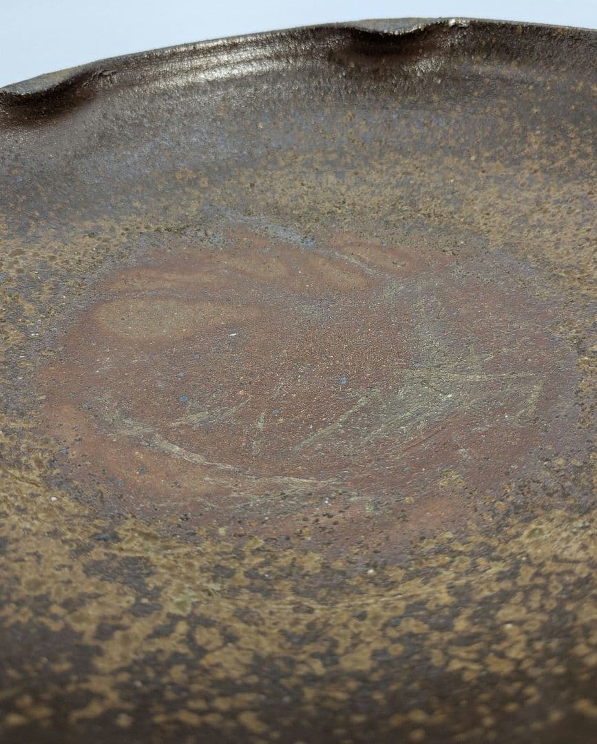 【未使用】 大平一誠 備前焼 輪花皿 直径28cm 盛り皿 深皿 食器 胡麻緋襷