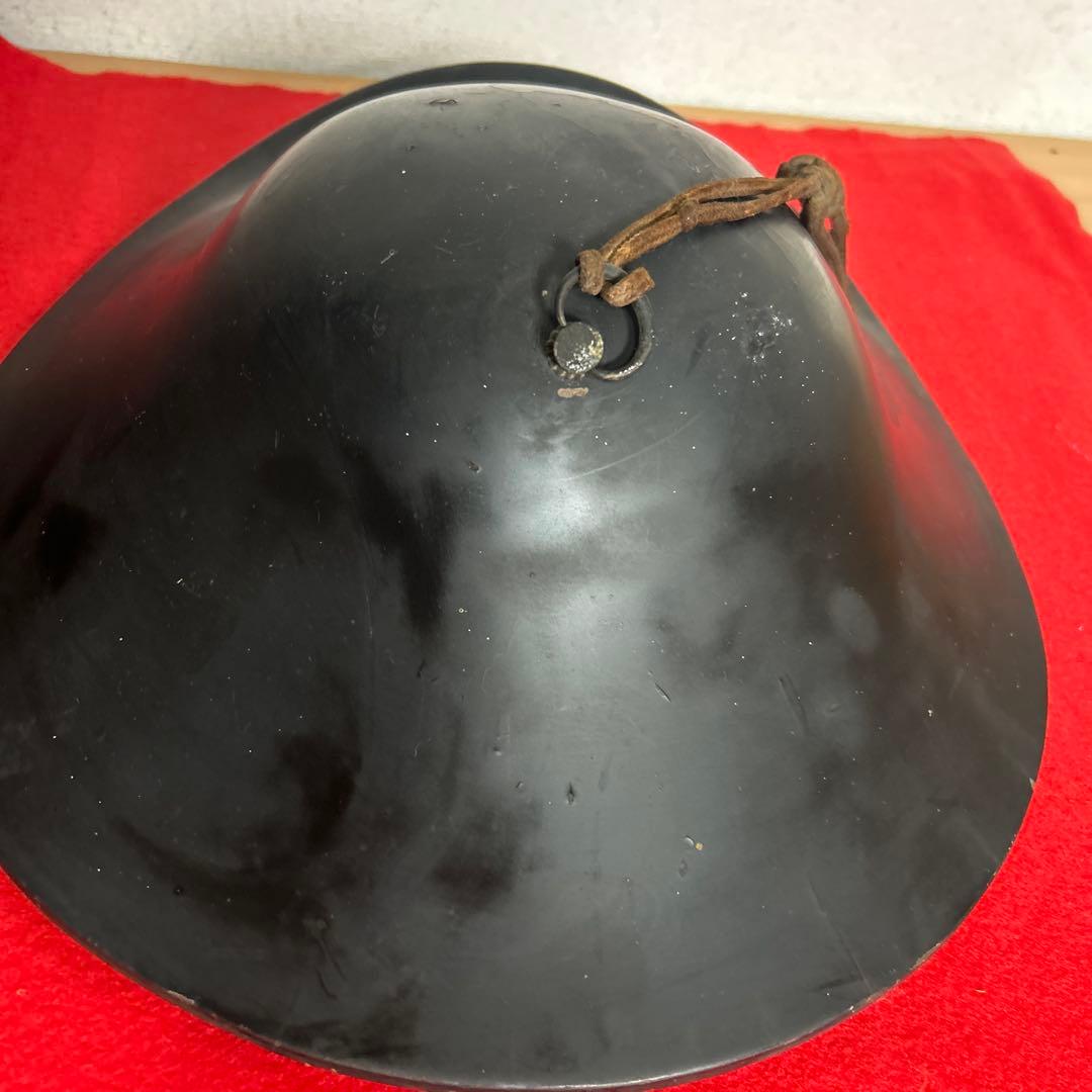 九曜紋　平陣笠 家紋入 黒漆塗 骨董 アンティーク/甲冑/鎧兜/足軽/武具