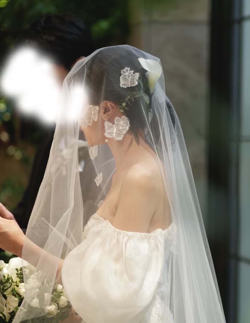 【クリーニング済】トリートドレッシング ロングベール 蝶々花柄