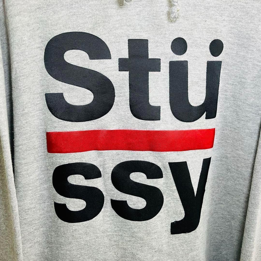 【大人気】ステューシー パーカー サイズL　 グレー ビックロゴ