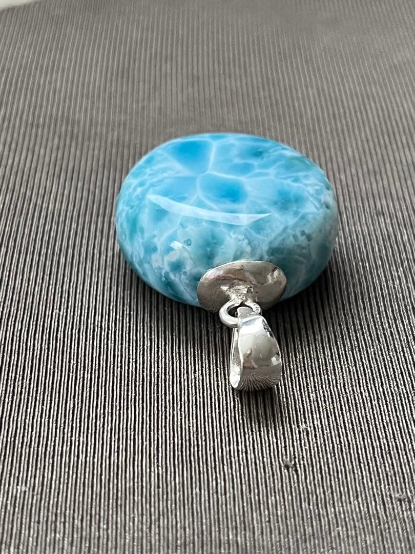 天然石ラリマー☆高品質！まる型ペンダントトップ☆レアな丸型＆両面