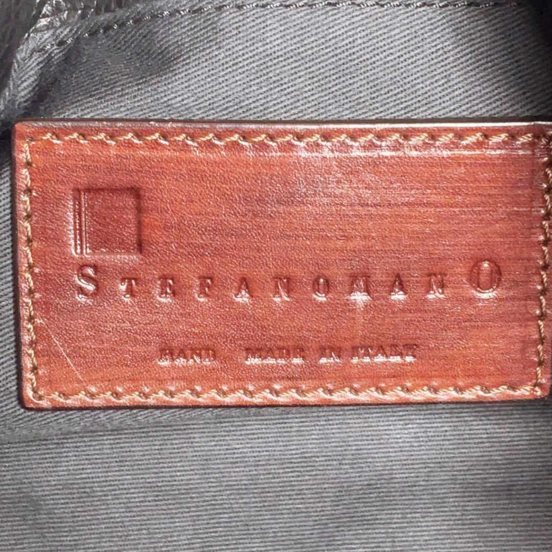 【ステファノマーノ】 ショルダーバッグ レザー 黒 イタリア 肩がけ シボ革