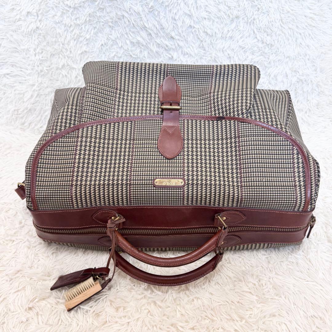 希少種】ポロラルフローレン ボストンバッグ 2way 千鳥格子柄 フラップ