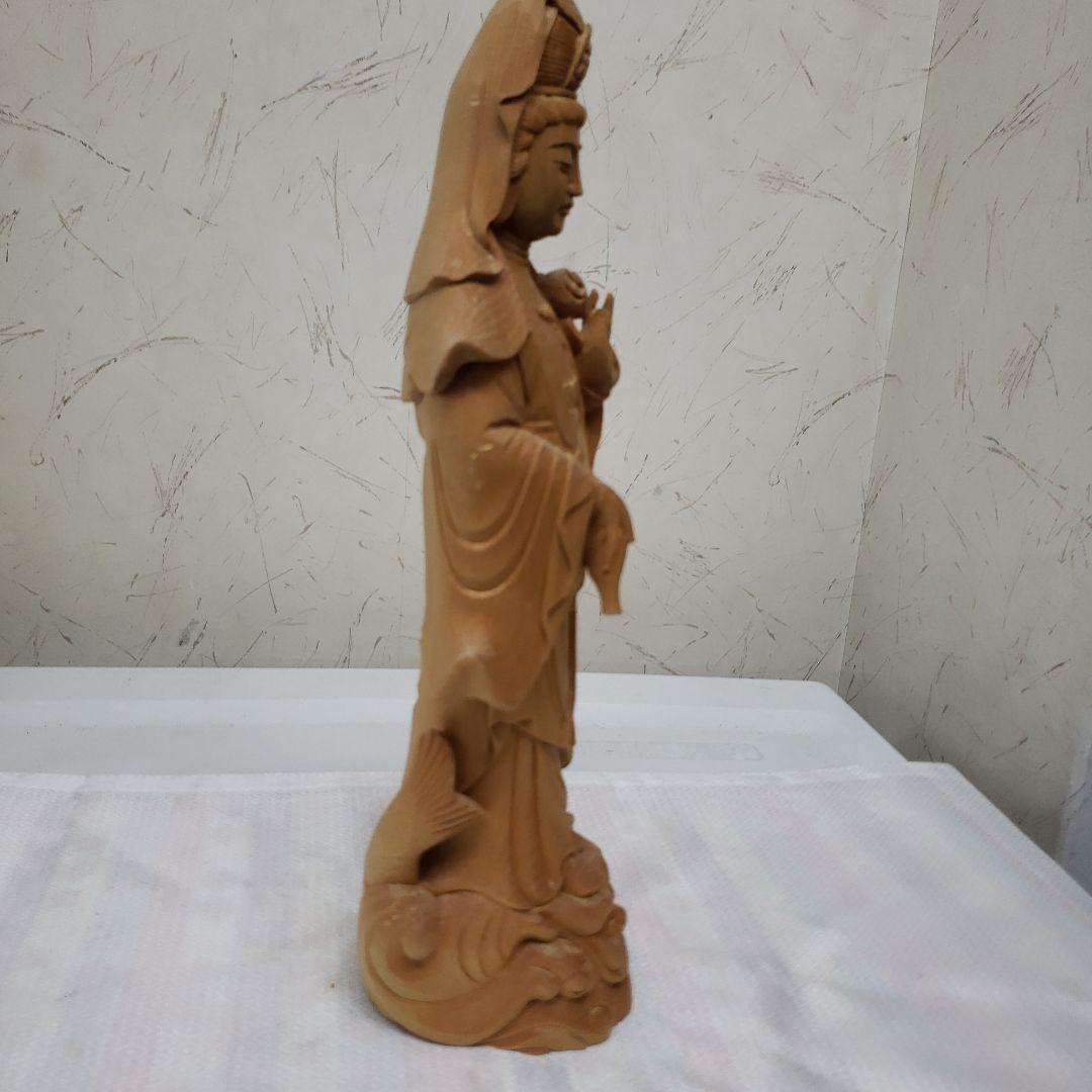 Bフライデー 蔵出し特価仏像☆桧材 滴水観音菩薩像☆高さ：約30cm