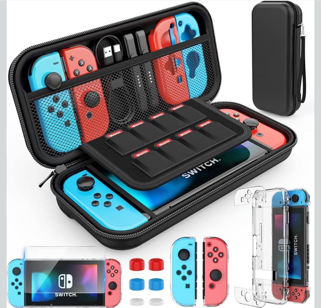 Nintendo Switch グレー本体セット クリアカバー 携帯ケース付
