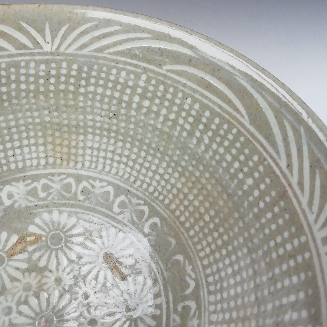 T434 茶碗 『三島手刷毛目 茶碗』『黃仁哲 作』 共箱 抹茶碗