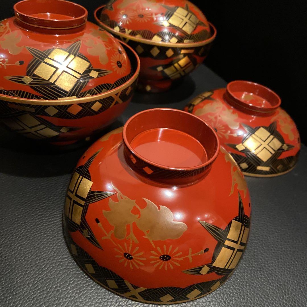 輪島塗 吉野絵蒔絵 吸物椀 共箱 美術漆器 布着本堅地 三幸