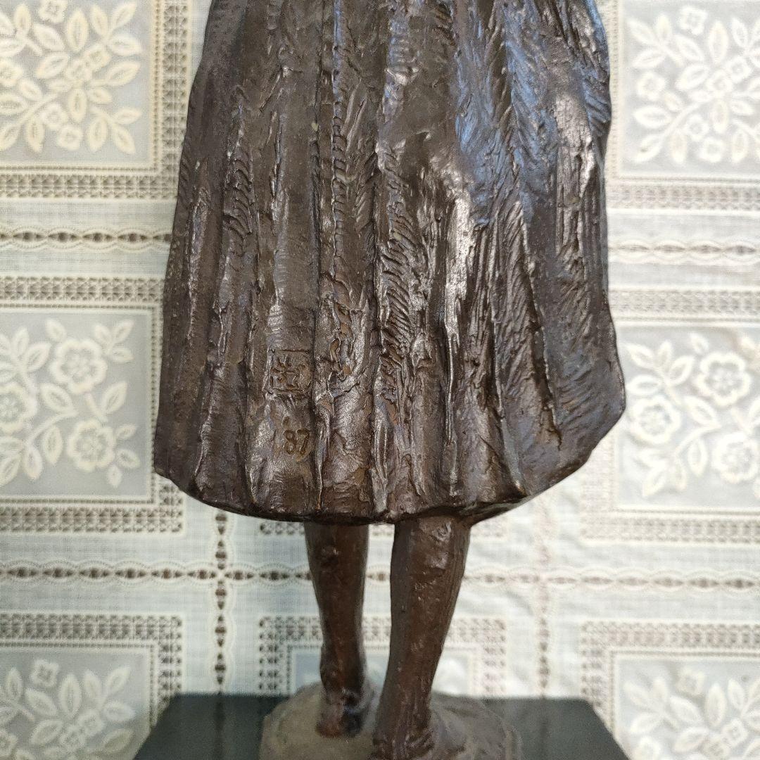 島村俊和作 ブロンズ製ヨハネス・グーテンベルク像 1987年制作 高36.5cm