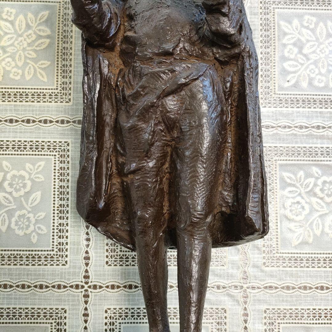 島村俊和作 ブロンズ製ヨハネス・グーテンベルク像 1987年制作 高36.5cm