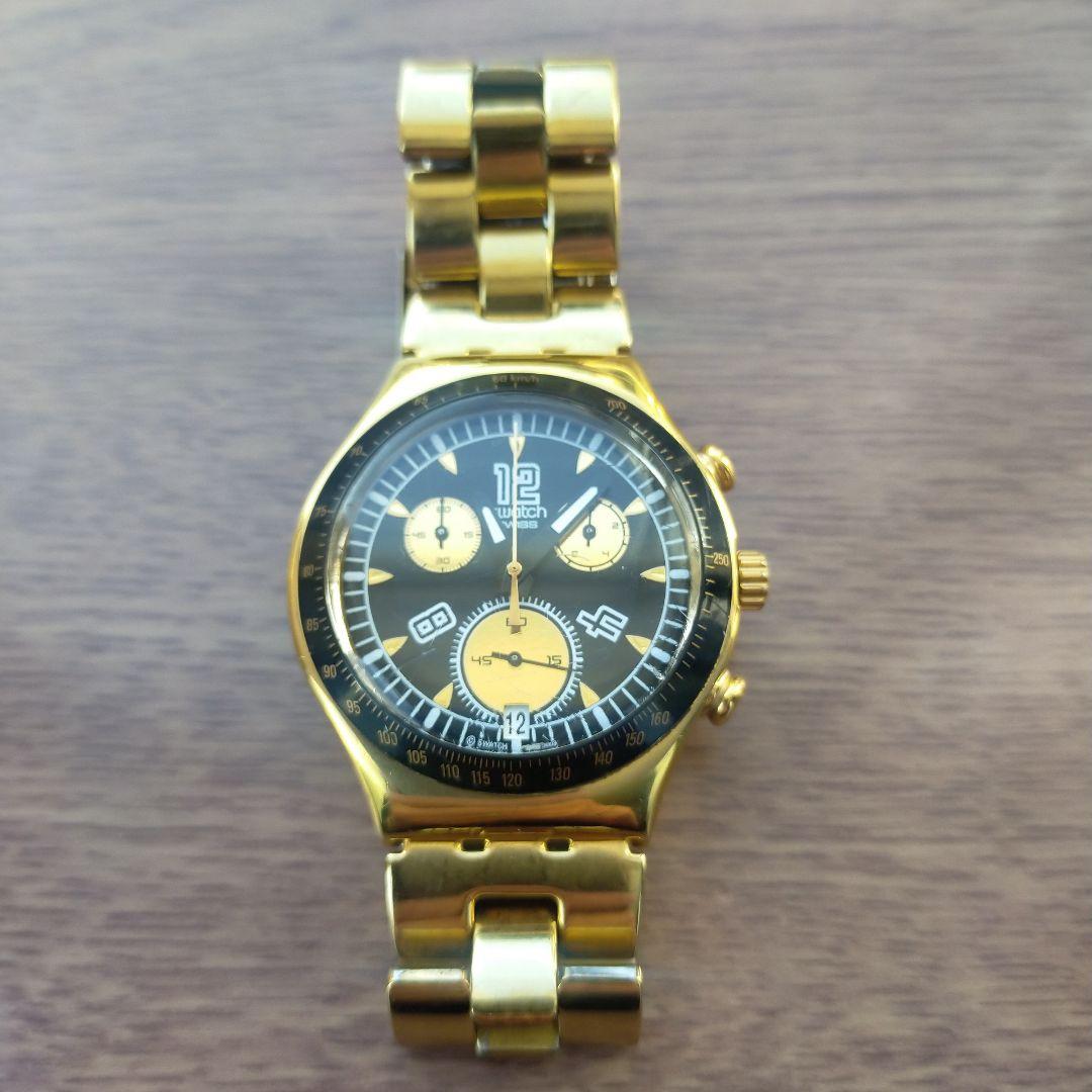 激レア！スウォッチクロノグラフ黒金メタル