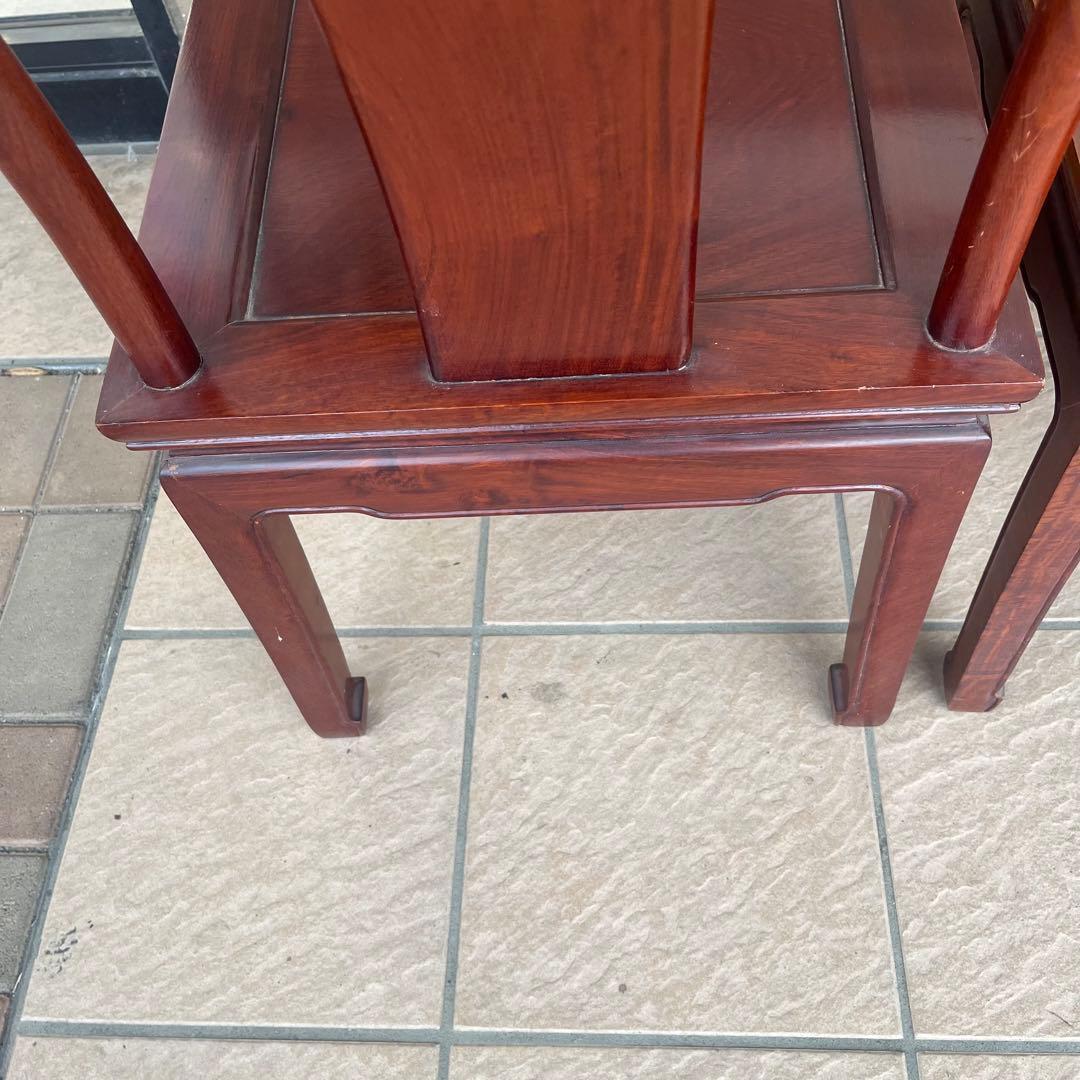 ①唐木家具 食卓椅子 アームチェア 花梨材 馬蹄脚 - メルカリ