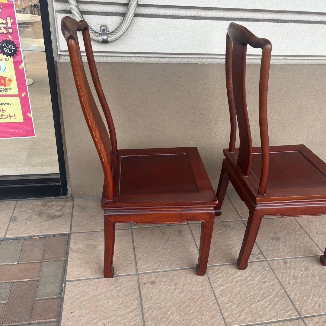 ①唐木家具 食卓椅子 アームチェア 花梨材 馬蹄脚 - メルカリ