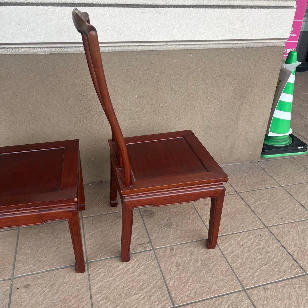 ①唐木家具 食卓椅子 アームチェア 花梨材 馬蹄脚 - メルカリ
