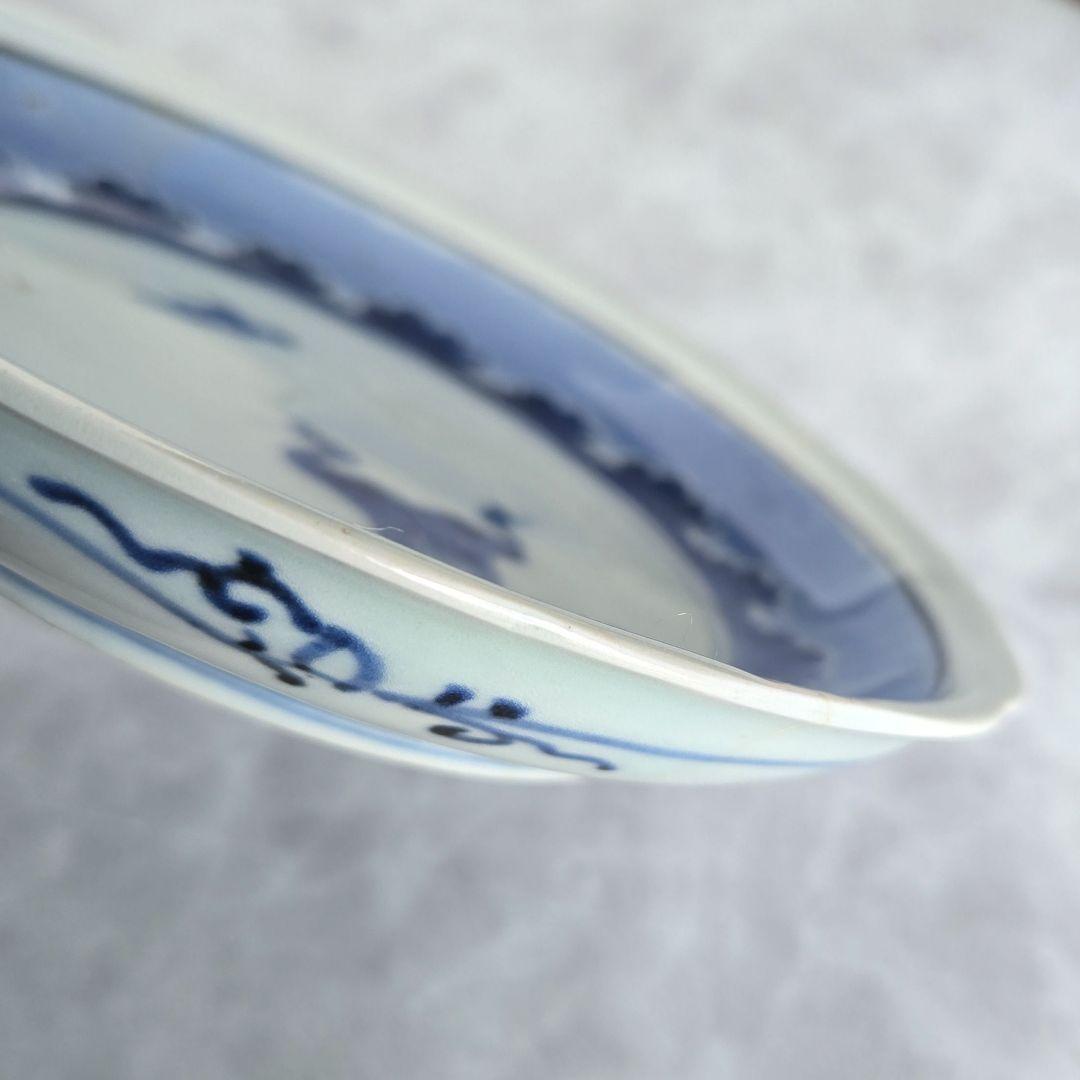 古伊万里　染付　六寸皿　江戸時代　骨董　アンティーク　金継ぎ　有田焼　九谷焼